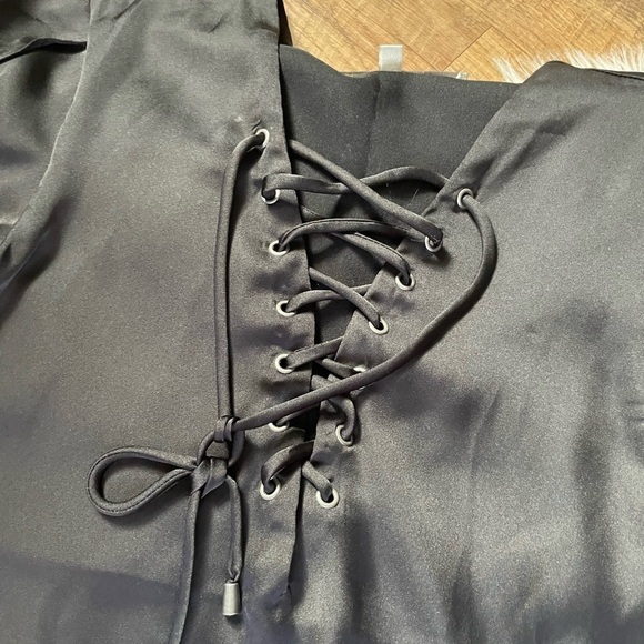 LOVERS + FRIENDS Black Lace Up Top - Picture 3 of 4